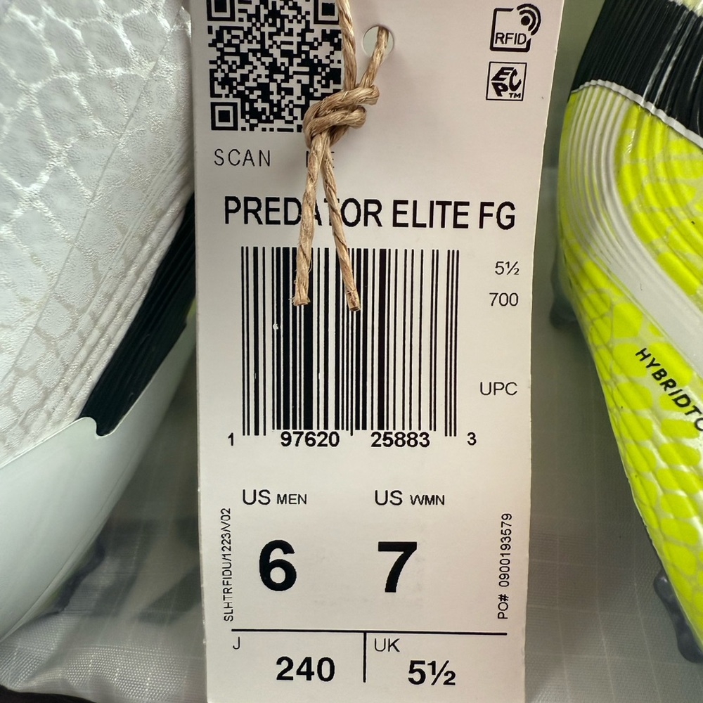 adidas Predator Elite FG White and Neon Yellow Shoes